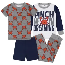 4-Piece Boys Crab Snug Fit Cotton Pajamas