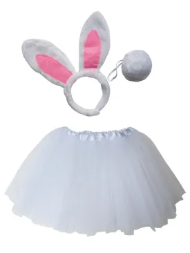 Adult White Rabbit Costume - Tutu Skirt, Tail, & Headband Set for Adult or Plus Size