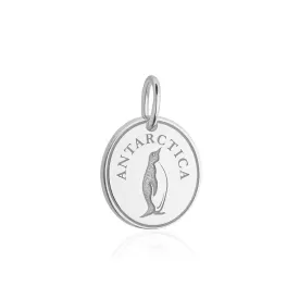 Antarctica Passport Stamp Charm Silver