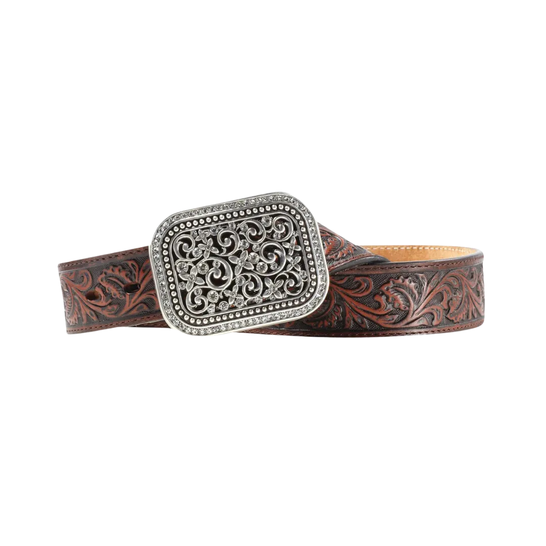 Ariat Ladies Filigree Tooled Dark Brown Leather Belt