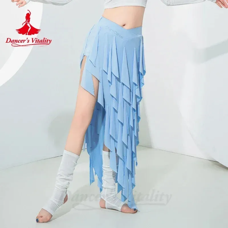 Belly Dance Cotume for Women Long Sleeves Top and Dynamic Fringed Skirt Group Practice Wear Outfit Girl's Bellydance Clothing