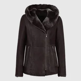 Buy Womens Hooded Fur Shearling Long Jacket For Sale