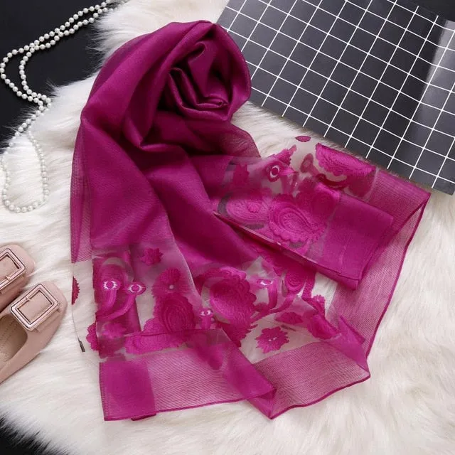 Fashion Scarf Floral Embroidery Bandana Shawl #1365