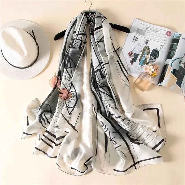 Fashion Silk Scarf Printed Bandana Shawl #LZ091