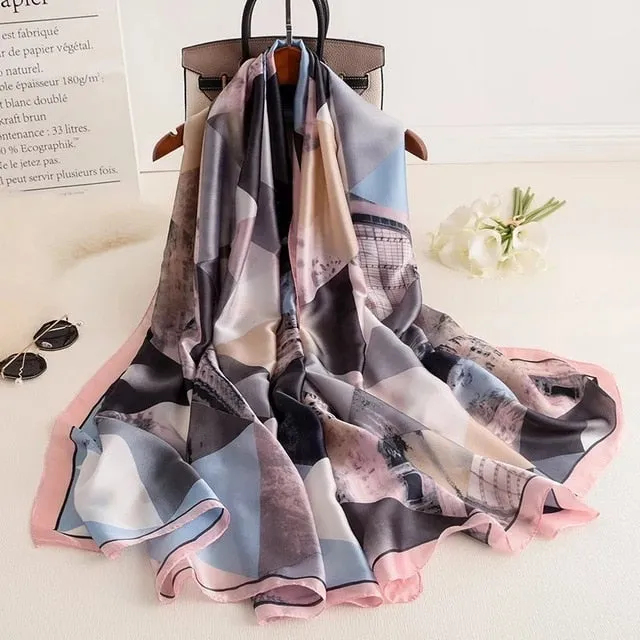 Fashion Silk Scarf Printed Bandana Shawl #LZ091