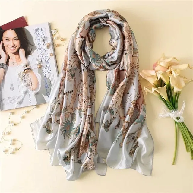 Fashion Silk Scarf Printed Bandana Shawl #LZ091