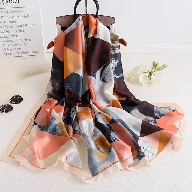 Fashion Silk Scarf Printed Bandana Shawl #LZ091