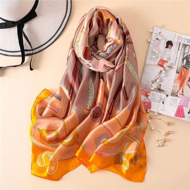 Fashion Silk Scarf Printed Bandana Shawl #LZ091