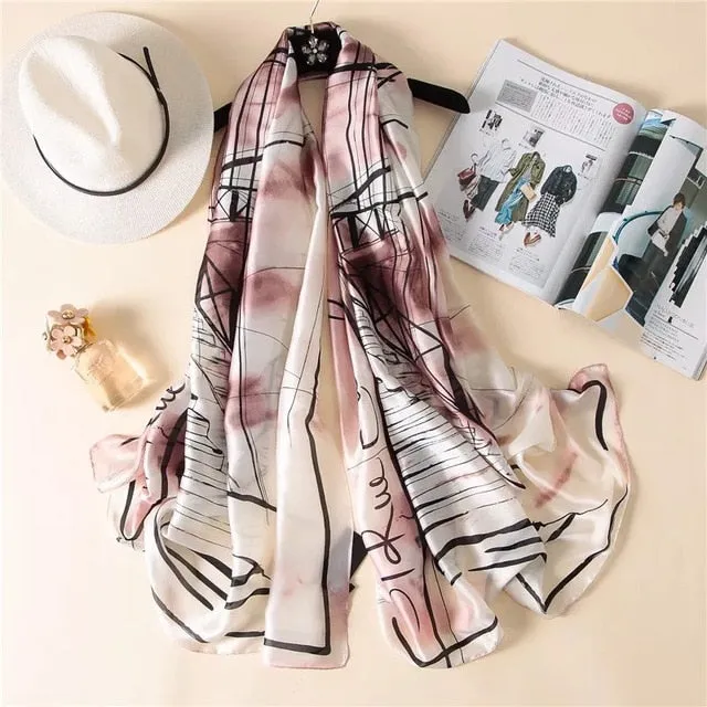 Fashion Silk Scarf Printed Bandana Shawl #LZ091