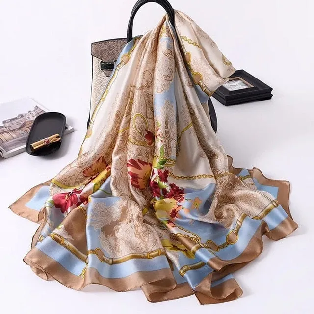 Fashion Silk Scarf Printed Bandana Shawl #LZ131