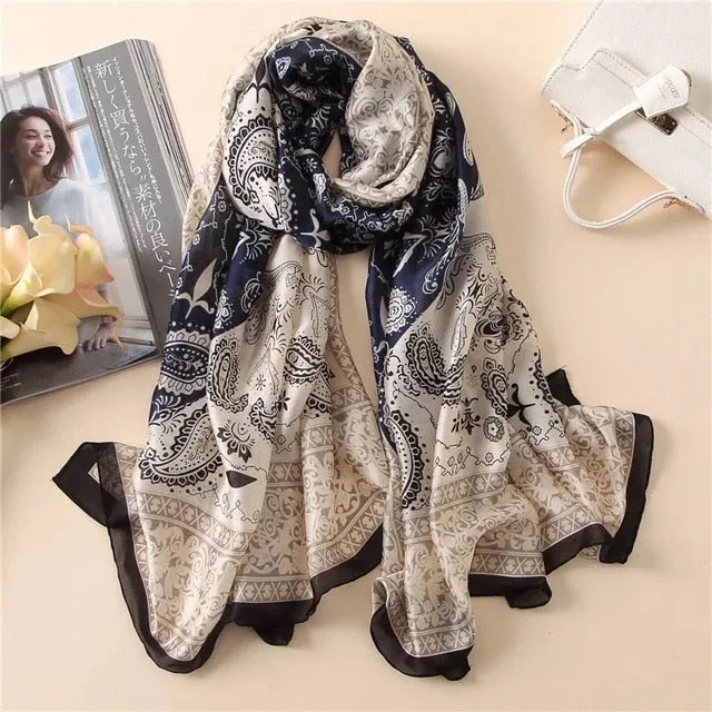 Fashion Silk Scarf Printed Bandana Shawl #LZ154