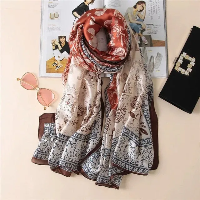 Fashion Silk Scarf Printed Bandana Shawl #LZ154