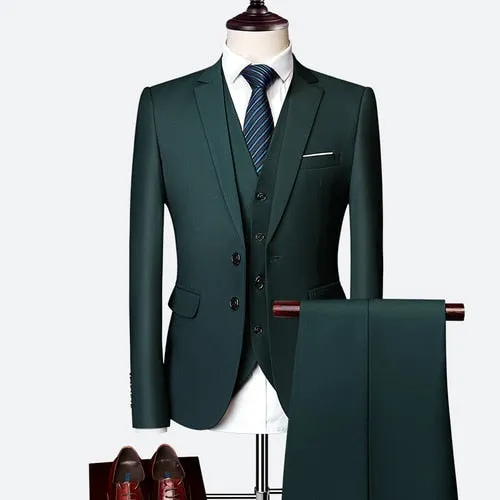 Formal Prom Business Slim Fit Suits Set Jacket, Pants & Vest