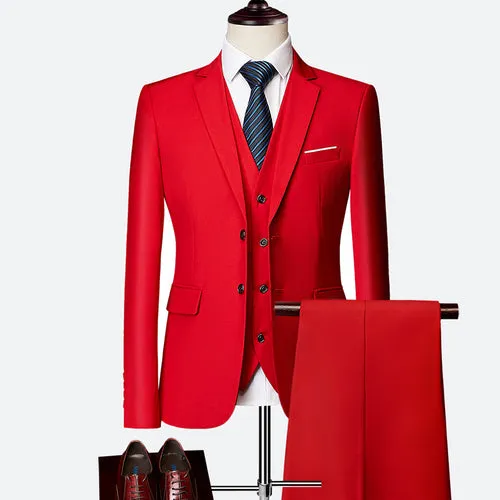 Formal Prom Business Slim Fit Suits Set Jacket, Pants & Vest