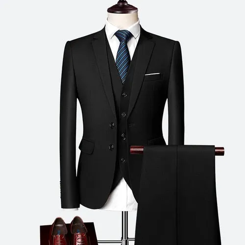 Formal Prom Business Slim Fit Suits Set Jacket, Pants & Vest