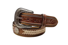 Gem Dandy Men's Brown Western Floral Belt