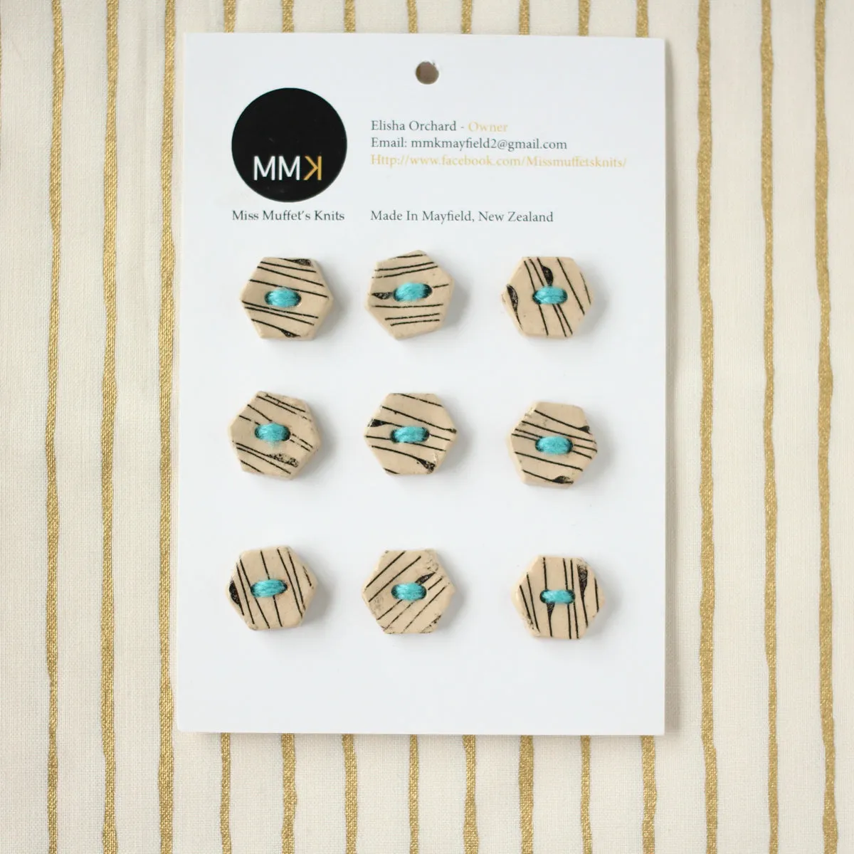 Handmade Ceramic Buttons | Hexagon