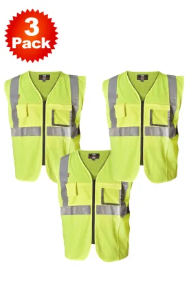 Hi Viz Safety Reflective Vest - Pack of 3