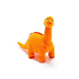 Knitted Small Orange Diplodocus Rattle