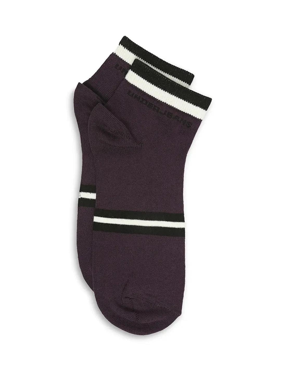 Men Premium Purple & Red Ankle Length Socks - Pack Of 2- Underjeans By Spykar