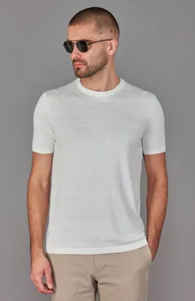 Mens Ultra Fine Cotton Linen Knitted T-Shirt