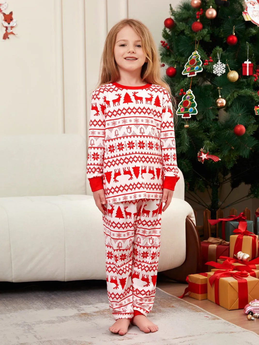 Moose Cartoon Printed Family Matching Christmas Pajamas Sets