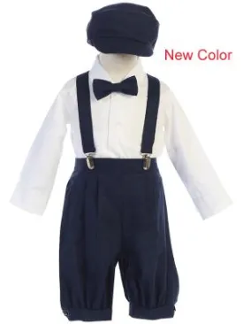 Navy Suspender Boys Knickers w/ Hat