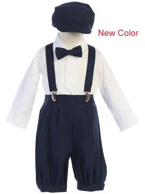 Navy Suspender Boys Knickers w/ Hat