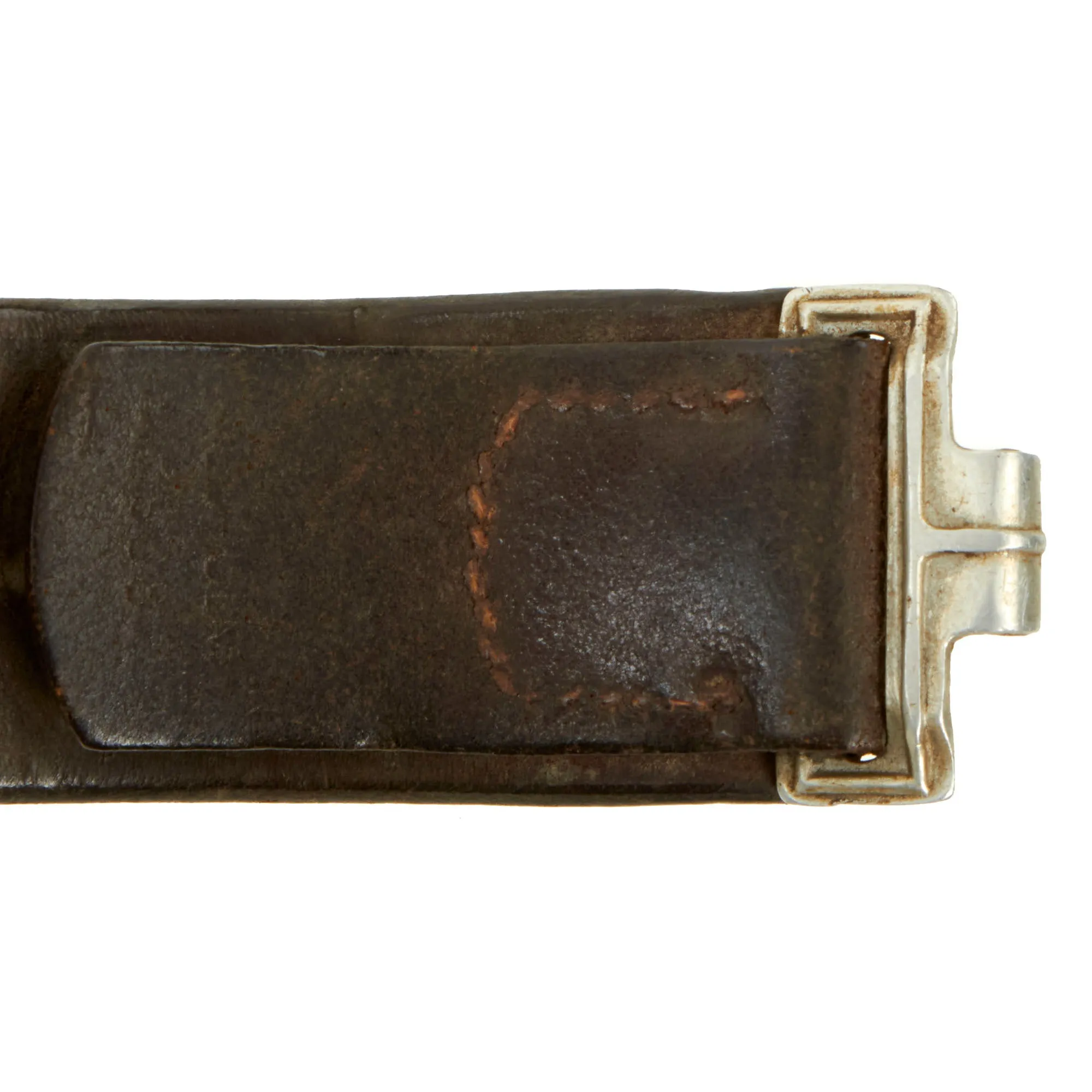 Original German WWII EM/NCO Luftwaffe Paratrooper Pebbled "Droop Tail" Eagle Aluminum Buckle with Leather Belt