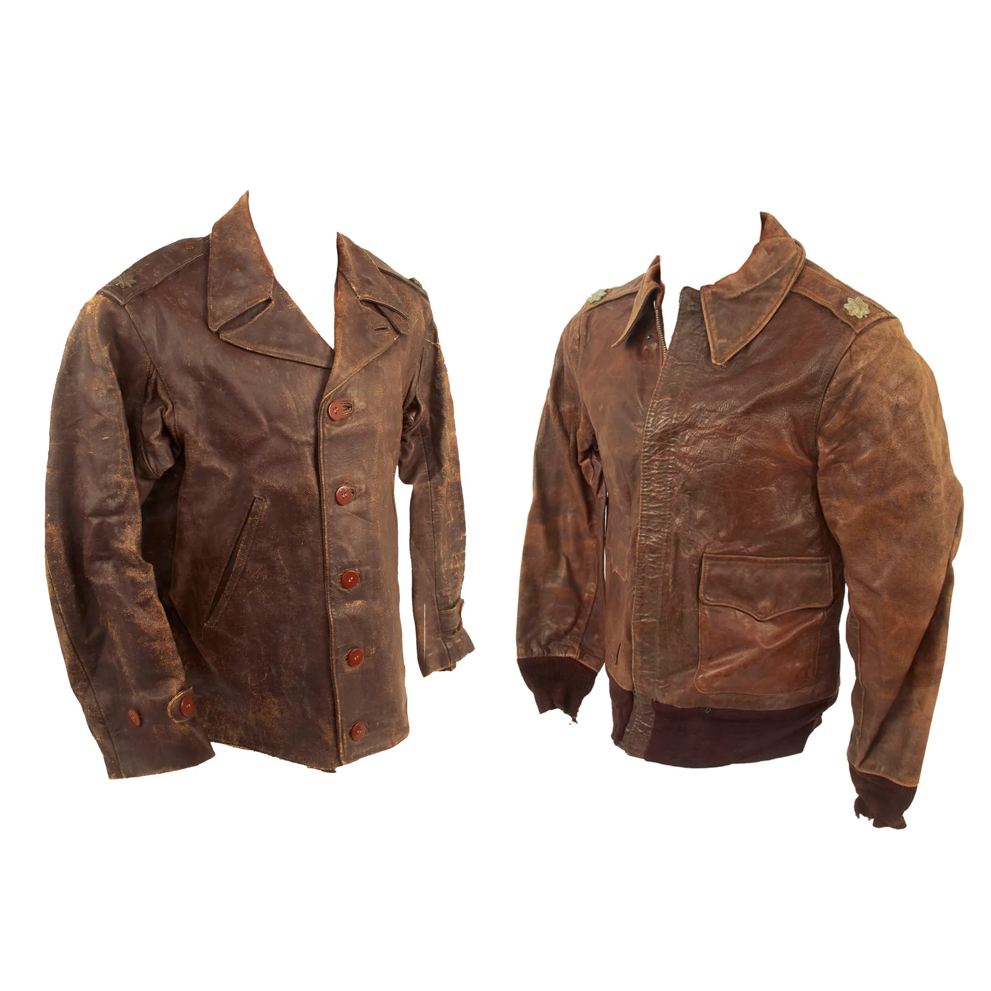 Original U.S. WWII A-2 Leather Flight Jacket With New Zealand Made Leather Jacket for Lieutenant Colonel C.E. Hinckley - (2) Jackets