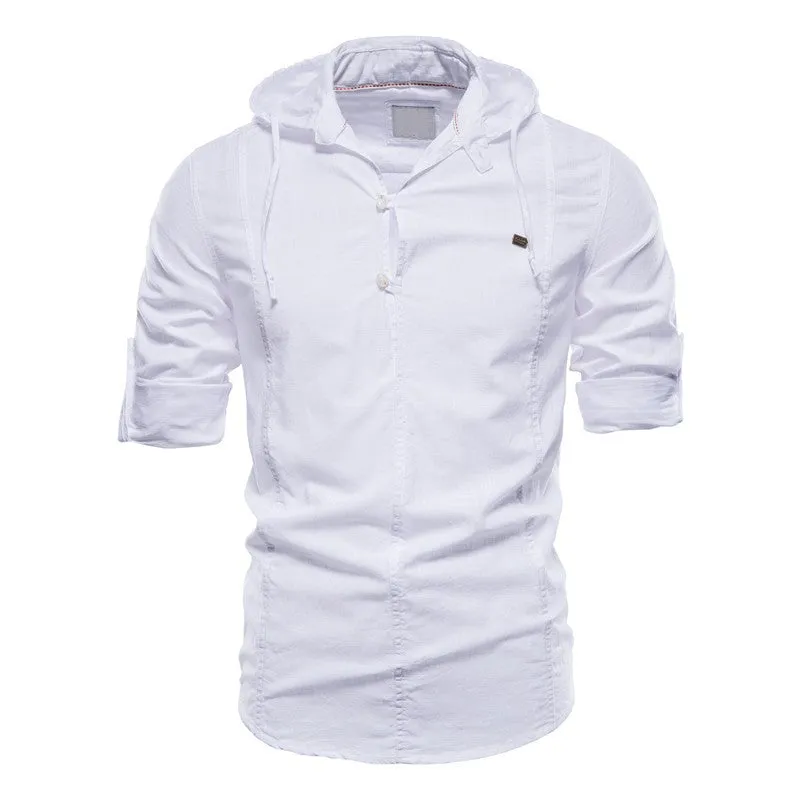 Pologize™ Long Sleeve Hooded Linen Shirt