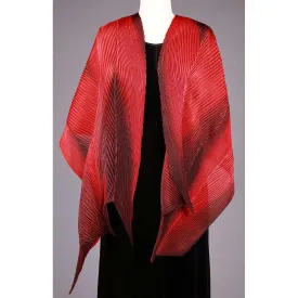 Shibori Silk Shawl SA-318 in Red and Black by Cathayana