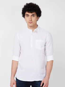 Spykar White SOLID FULL SLEEVE Shirt For Men