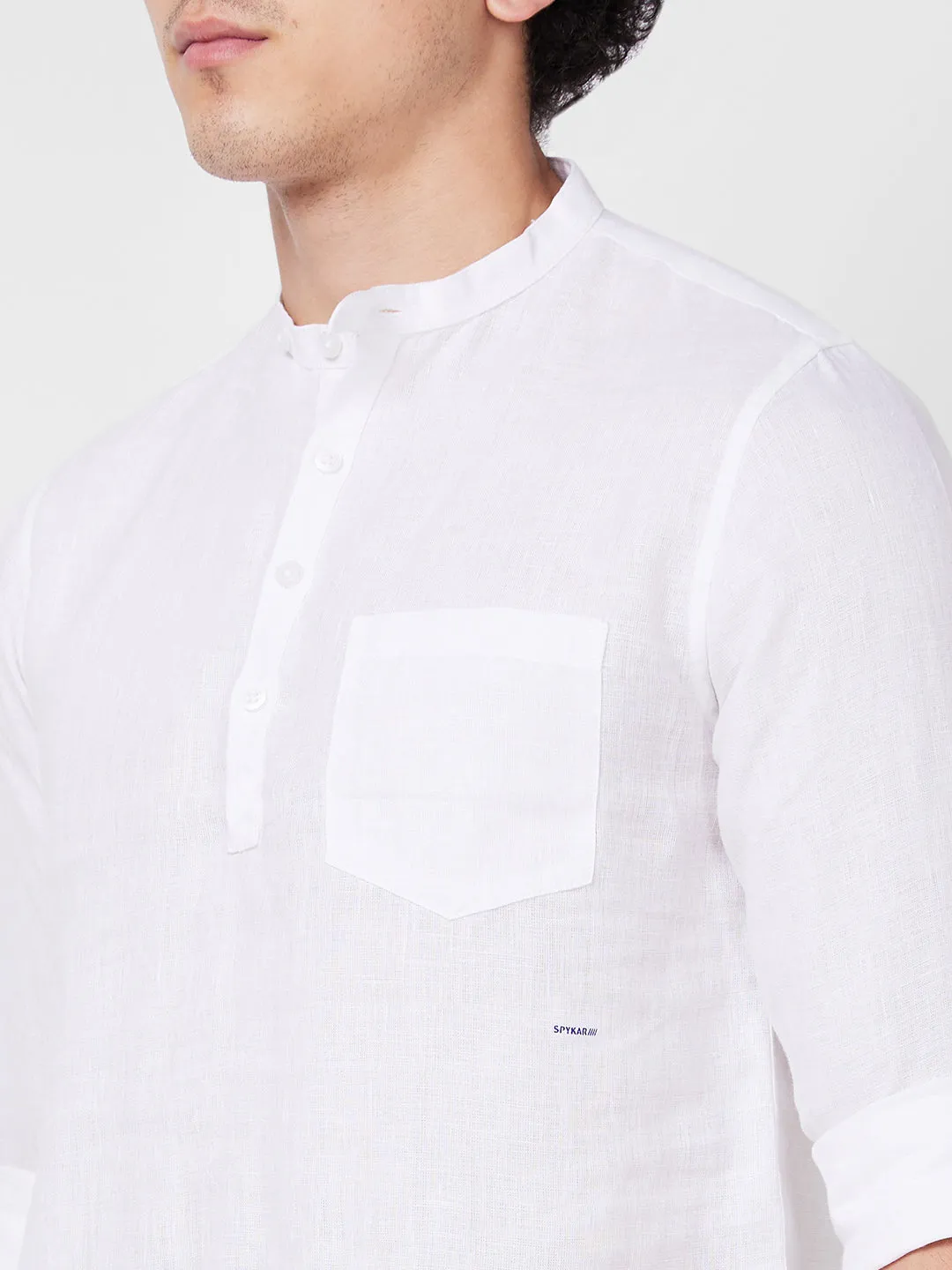 Spykar White SOLID FULL SLEEVE Shirt For Men