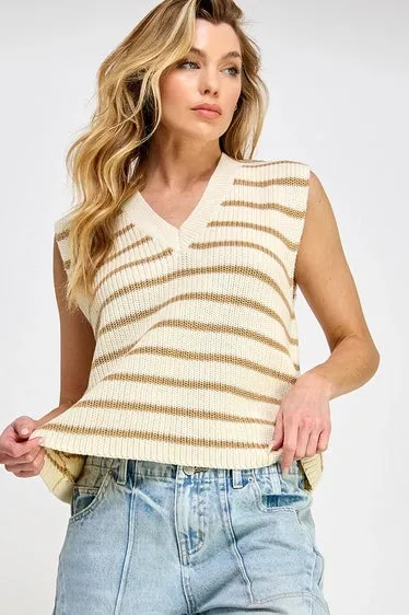 Strip Knit Vest Tops