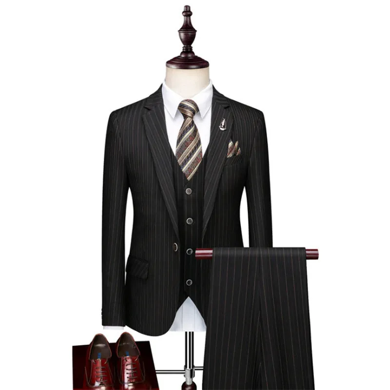 Striped suit business casual suit men's three-piece suit