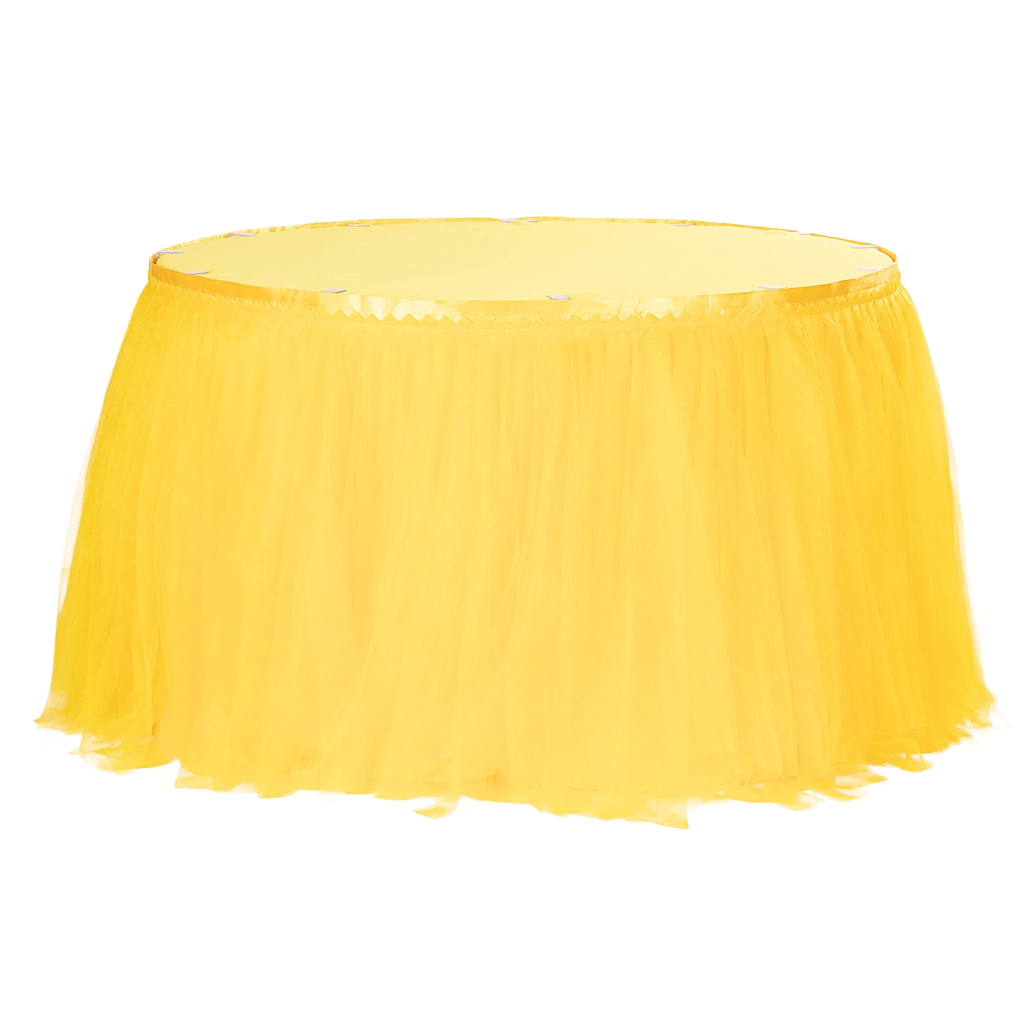 Tulle Tutu 17ft Table Skirt - Canary Yellow