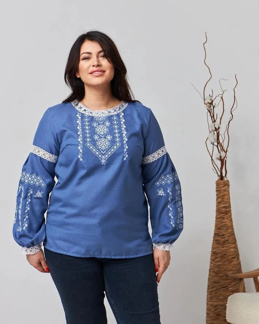 Ukrainian embroidered blouse plus size