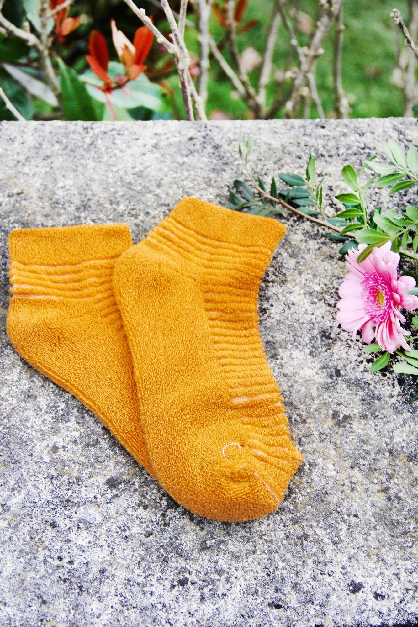 Vintage Mustard Yellow Cotton Socks