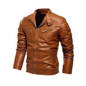 Wiaofellas  -  Autumn Winter PU Leather Jacket Men Stand Collar Motorcycle Jackets Slim Fashion Streetwear Moto Biker Leather Suede Outerwear