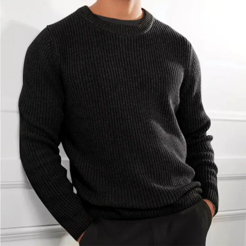 Wiaofellas  -  Men's Solid Color Sweater Autumn Winter Pullovers Rollneck Knitted High Quality Warm Jumper Slim Fit Casual Sweaters Men