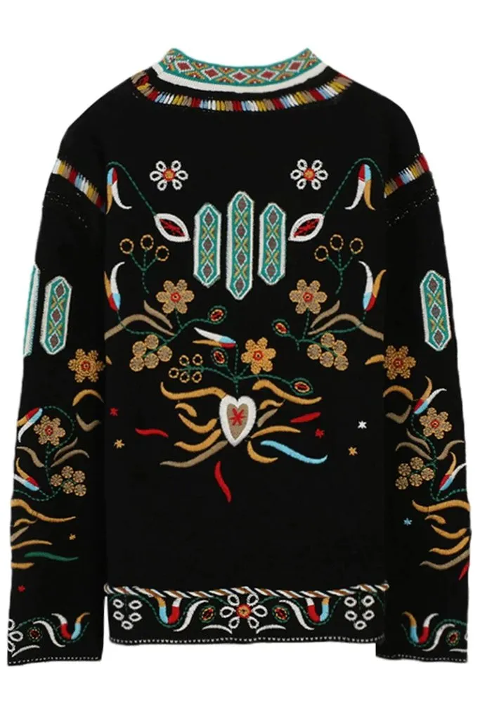 Zabela Black Sweater with Embroidery