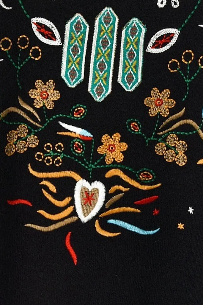 Zabela Black Sweater with Embroidery